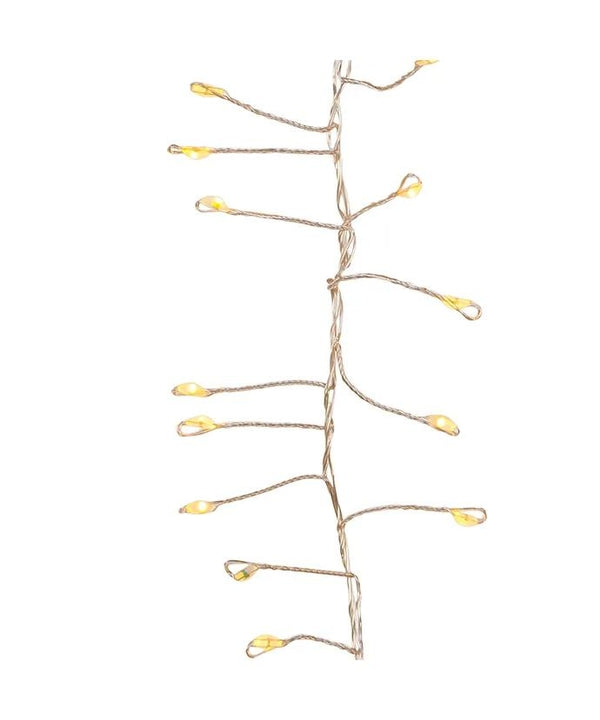 240 Light 8' Classic White Fairy Twinkle LED Silver Wire Cluster Garland 2