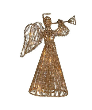 20 Light 12" UL Gold Glittered Angel Tree Topper 2