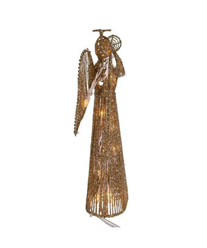 20 Light 12" UL Gold Glittered Angel Tree Topper 3