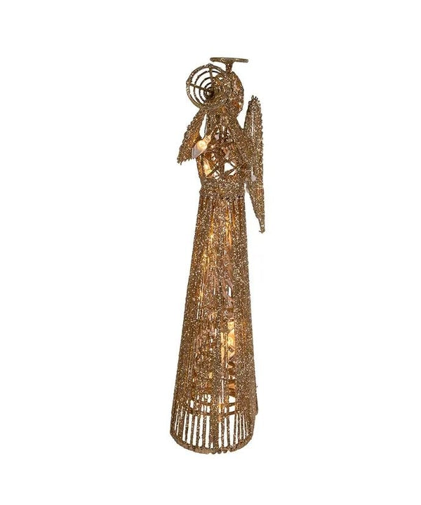 20 Light 12" UL Gold Glittered Angel Tree Topper 4