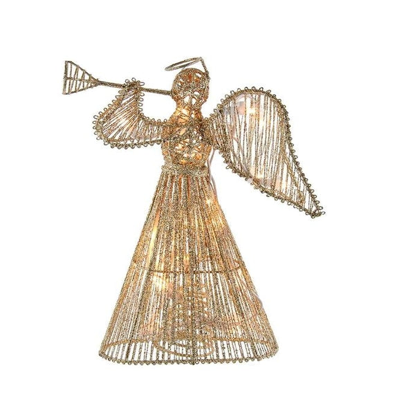 20 Light 12" UL Gold Glittered Angel Tree Topper 1