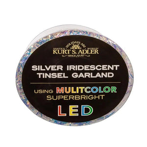 32.8' 100 Artificial Light Multicolor Superbright Iridescent Silver LED Tinsel Garland 1