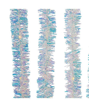 34.8' 100 Artificial Light Multicolor Superbright Iridescent Silver LED Tinsel Garland 2