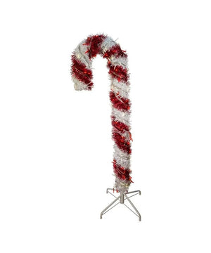 4' 200 Light Pre-Lit Red LED Tinsel Candy Cane 2