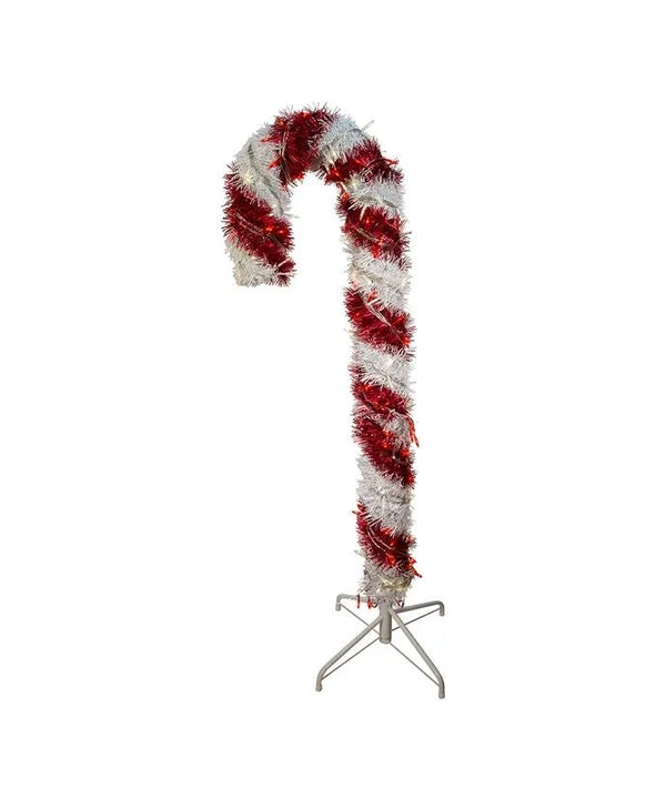 4' 200 Light Pre-Lit Red LED Tinsel Candy Cane 2