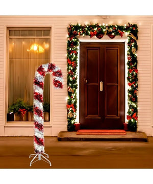 4' 200 Light Pre-Lit Red LED Tinsel Candy Cane 4