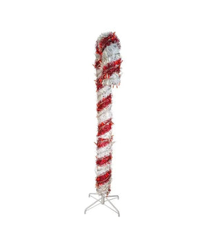5' 400 Light Pre-Lit Red LED Tinsel Candy Cane 2