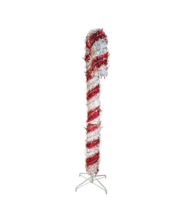 5' 400 Light Pre-Lit Red LED Tinsel Candy Cane 2