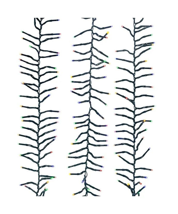 16' 480 Light Green Wire Multi-Color Multifunction Cluster Garland Lights 2