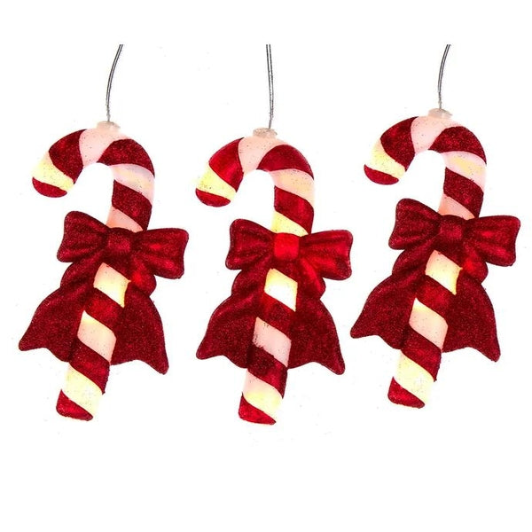 30 Light 2' Battery Operated 5-Piece Warm White Candy Cane LED Light Set with Remote 1