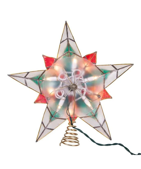 10 Light 11.5" UL Capiz Gold Poinsettia Star Tree Topper 3