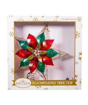 10 Light 11.5" UL Capiz Gold Poinsettia Star Tree Topper 4