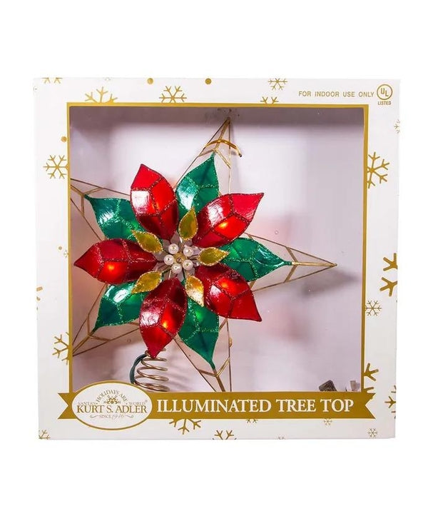 10 Light 11.5" UL Capiz Gold Poinsettia Star Tree Topper 4