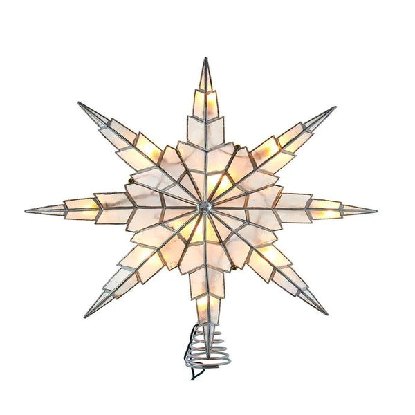10 Light 15" UL Capiz Silver Star Tree Topper 1