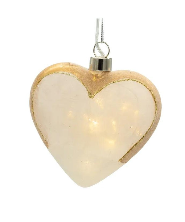 4.33" Illuminated Gems USB Lighted Glass Heart Ornament 3