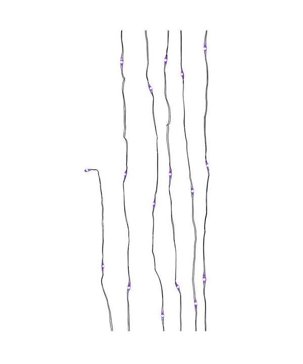 8' 25 Light Battery-Operated Purple Fairy LED Black Wire Light Set 3
