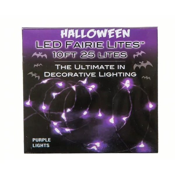8' 25 Light Battery-Operated Purple Fairy LED Black Wire Light Set 1