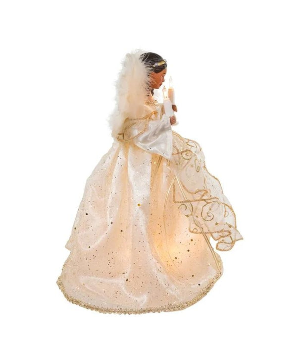 10 Light 12" Ivory & Gold African American Angel Tree Topper 2