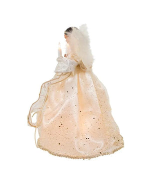 10 Light 12" Ivory & Gold African American Angel Tree Topper 3
