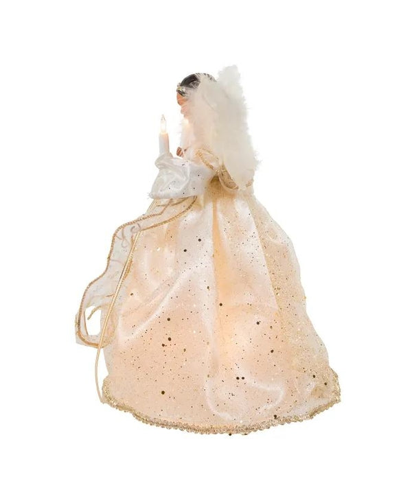 10 Light 12" Ivory & Gold African American Angel Tree Topper 3