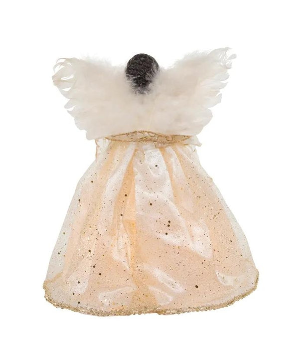 10 Light 12" Ivory & Gold African American Angel Tree Topper 4