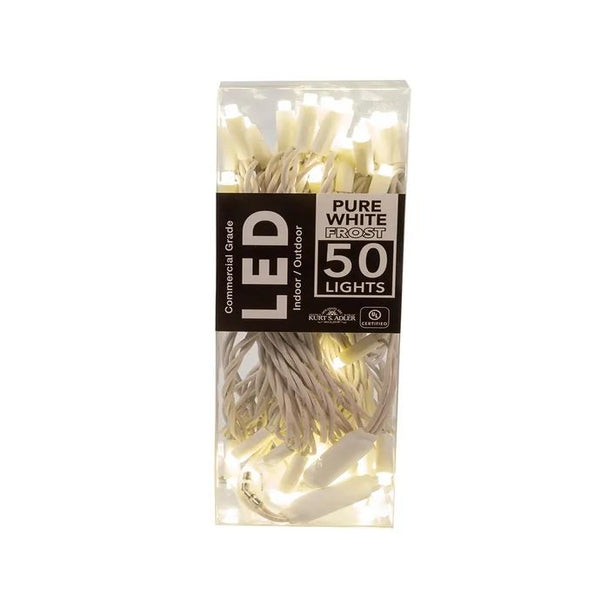 24.5' 50 Light UL Pure White Frost 5MM LED White Wire Light Set 1