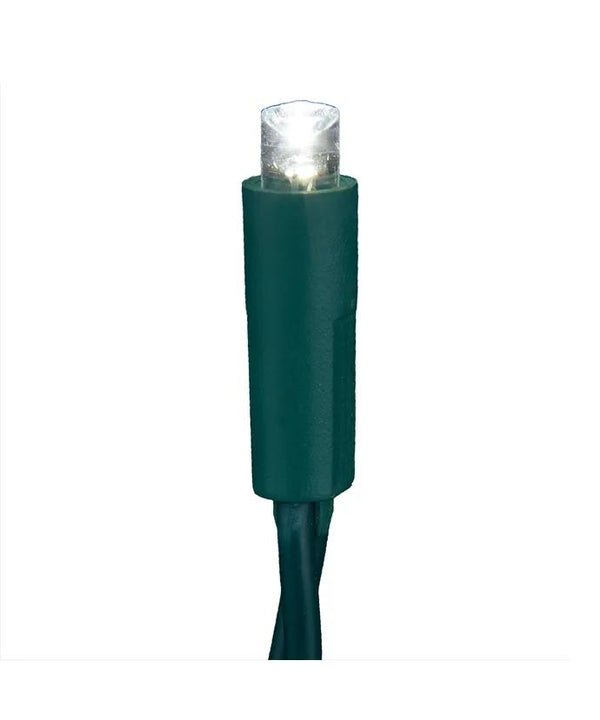 24.5' 50 Light UL Pure White 5MM LED Green Wire Light Set 2