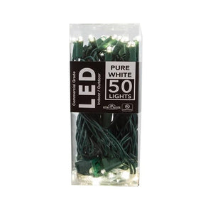 24.5' 50 Light UL Pure White 5MM LED Green Wire Light Set 1