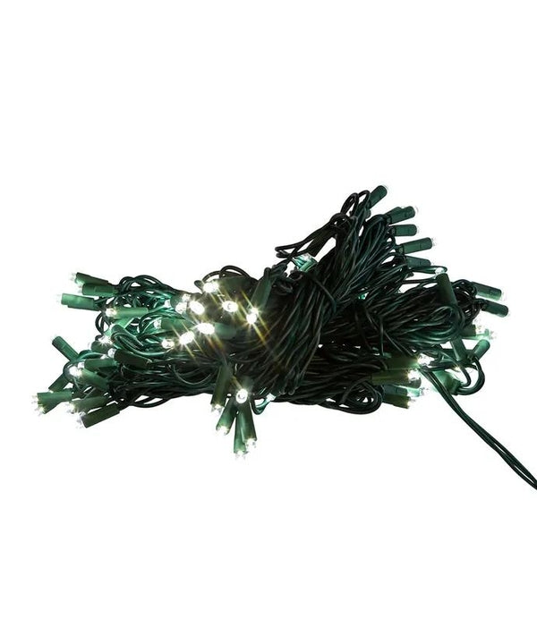 49.5' 100 Light UL 5MM Pure Warm White LED Green Wire Light Set 2