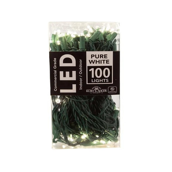 49.5' 100 Light UL 5MM Pure Warm White LED Green Wire Light Set 1