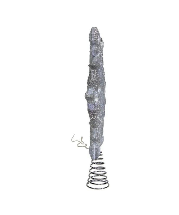 13" 25L Pre-Lit Cool White LED Glittered Snowflake Tree Topper 2