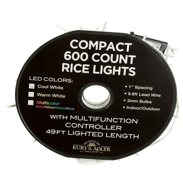 49' 600 Light White Wire Cool White Rice Lights 1