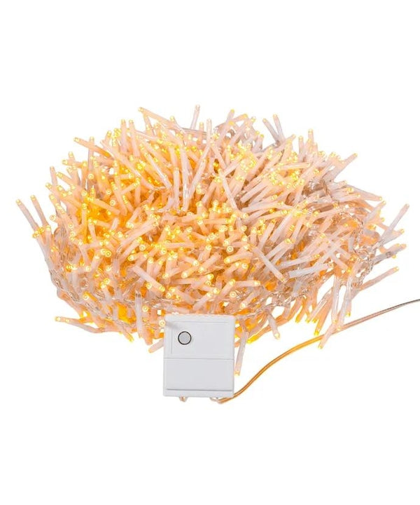 33' 1000 Light Clear Wire Warm White Multifunction Cluster Garland Lights 2