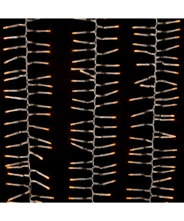33' 1000 Light Clear Wire Warm White Multifunction Cluster Garland Lights 5