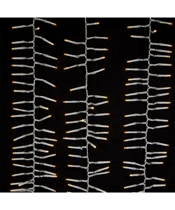 33' 1000 Light Clear Wire Warm White Multifunction Cluster Garland Lights 5
