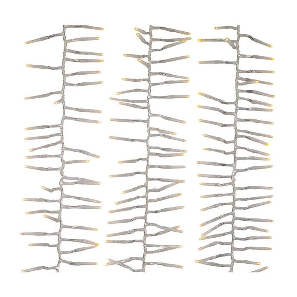 33' 1000 Light Clear Wire Warm White Multifunction Cluster Garland Lights 1