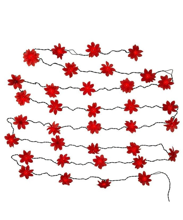 20 Light 48' Red Poinsettia Light Set 2