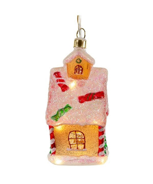 5" Glass Illuminated Gems USB Warm White LED Gingerbread House Ornament 3