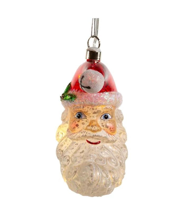 4.5" Glass Illuminated Gems USB Warm White LED Santa Moon Ornament 2