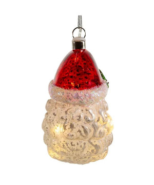 4.5" Glass Illuminated Gems USB Warm White LED Santa Moon Ornament 4