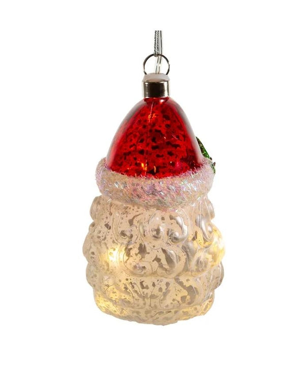 4.5" Glass Illuminated Gems USB Warm White LED Santa Moon Ornament 4