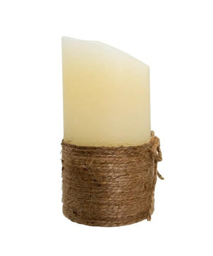 6" 1 Light Battery Operated Warm White LED Ivory Flicker Flame Rope Candle 2