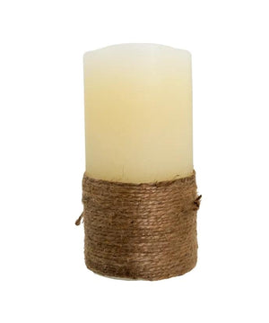 6" 1 Light Battery Operated Warm White LED Ivory Flicker Flame Rope Candle 3