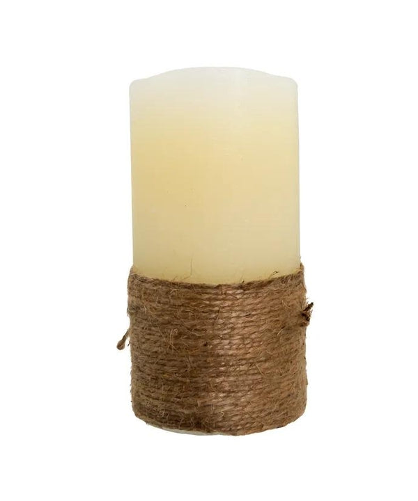 6" 1 Light Battery Operated Warm White LED Ivory Flicker Flame Rope Candle 3