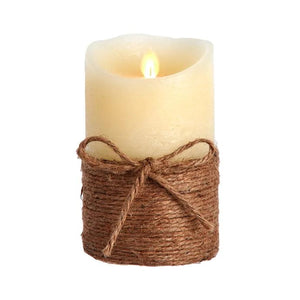 6" 1 Light Battery Operated Warm White LED Ivory Flicker Flame Rope Candle 1