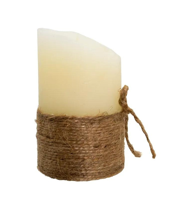 5" 1 Light Battery Operated Warm White LED Ivory Flicker Flame Rope Candle 2