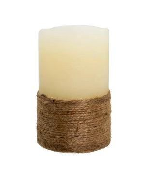 5" 1 Light Battery Operated Warm White LED Ivory Flicker Flame Rope Candle 3
