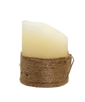 4" 1 Light Battery Operated Warm White LED Ivory Flicker Flame Rope Candle 2