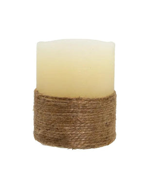 4" 1 Light Battery Operated Warm White LED Ivory Flicker Flame Rope Candle 3