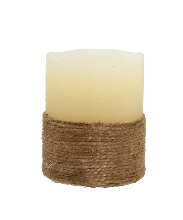 4" 1 Light Battery Operated Warm White LED Ivory Flicker Flame Rope Candle 3